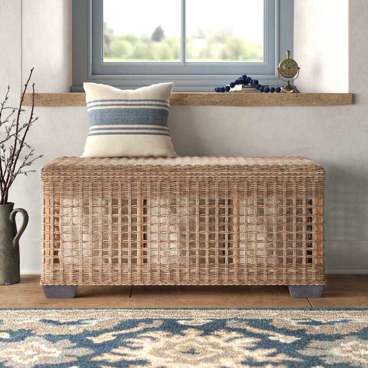 Wicker shoe store storage bench